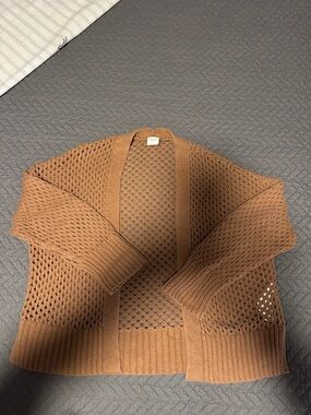 Abercrombie & Fitch Open Knit Cardigan in Tan Brown